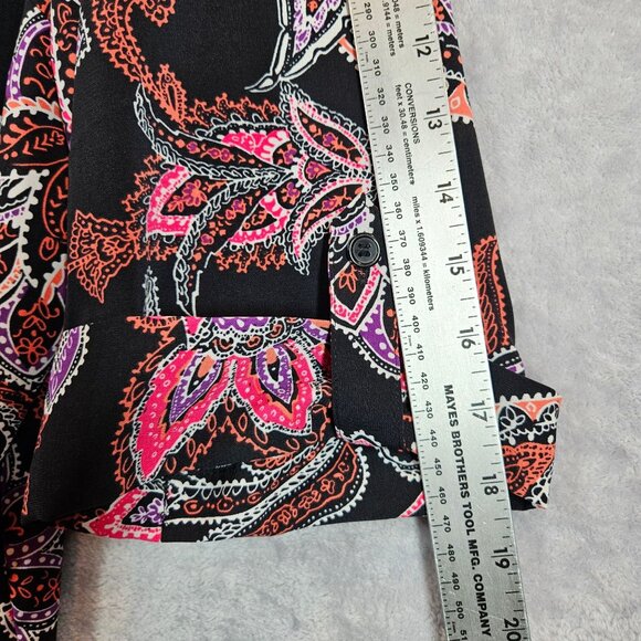 Catherines Womens 1X Button up Blouse 3/4 Sleeve Paisley Multi-Color office bold - Picture 6 of 10